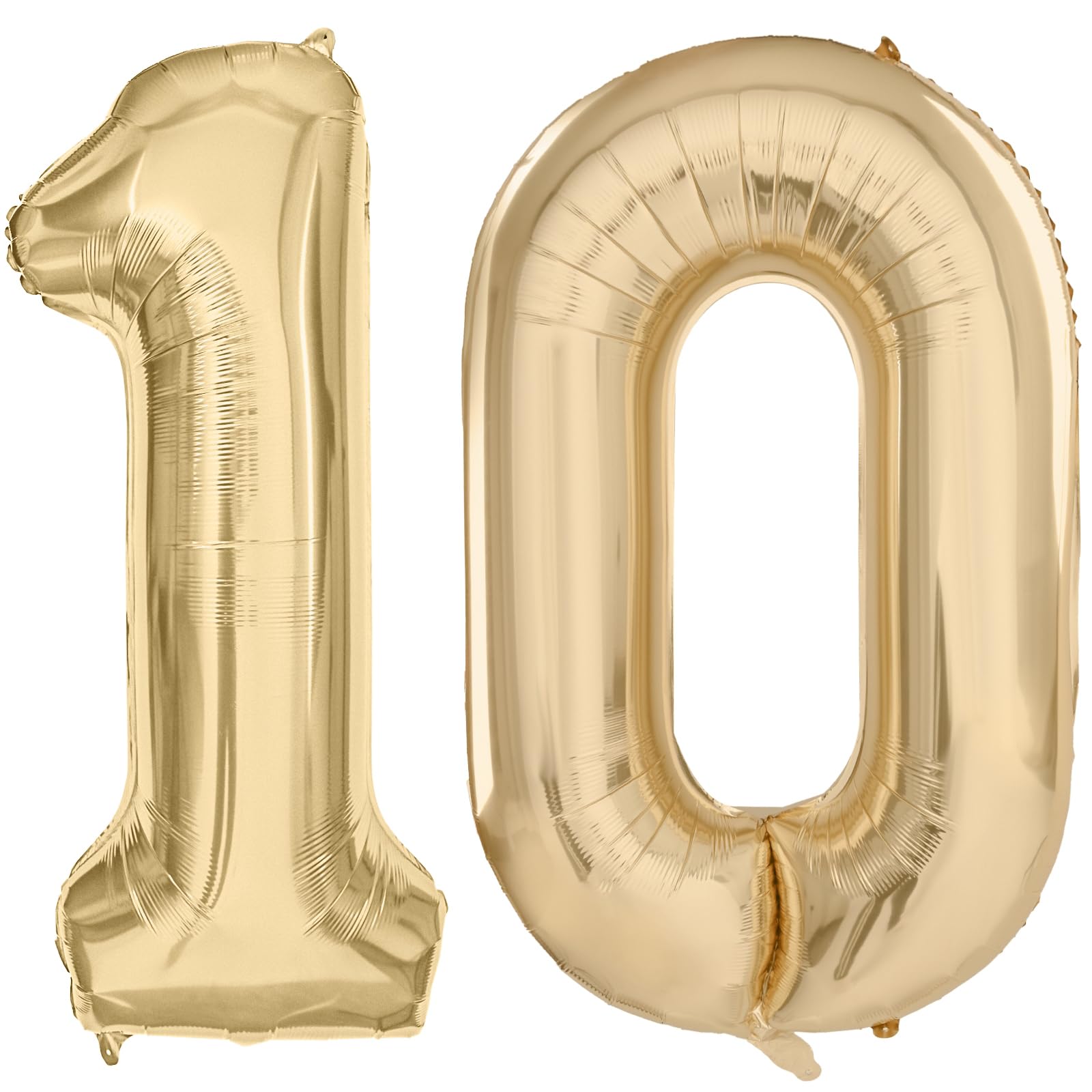 Light Gold Number 10 Balloons 40 Inch Large Aluminum Foil Party Balloons