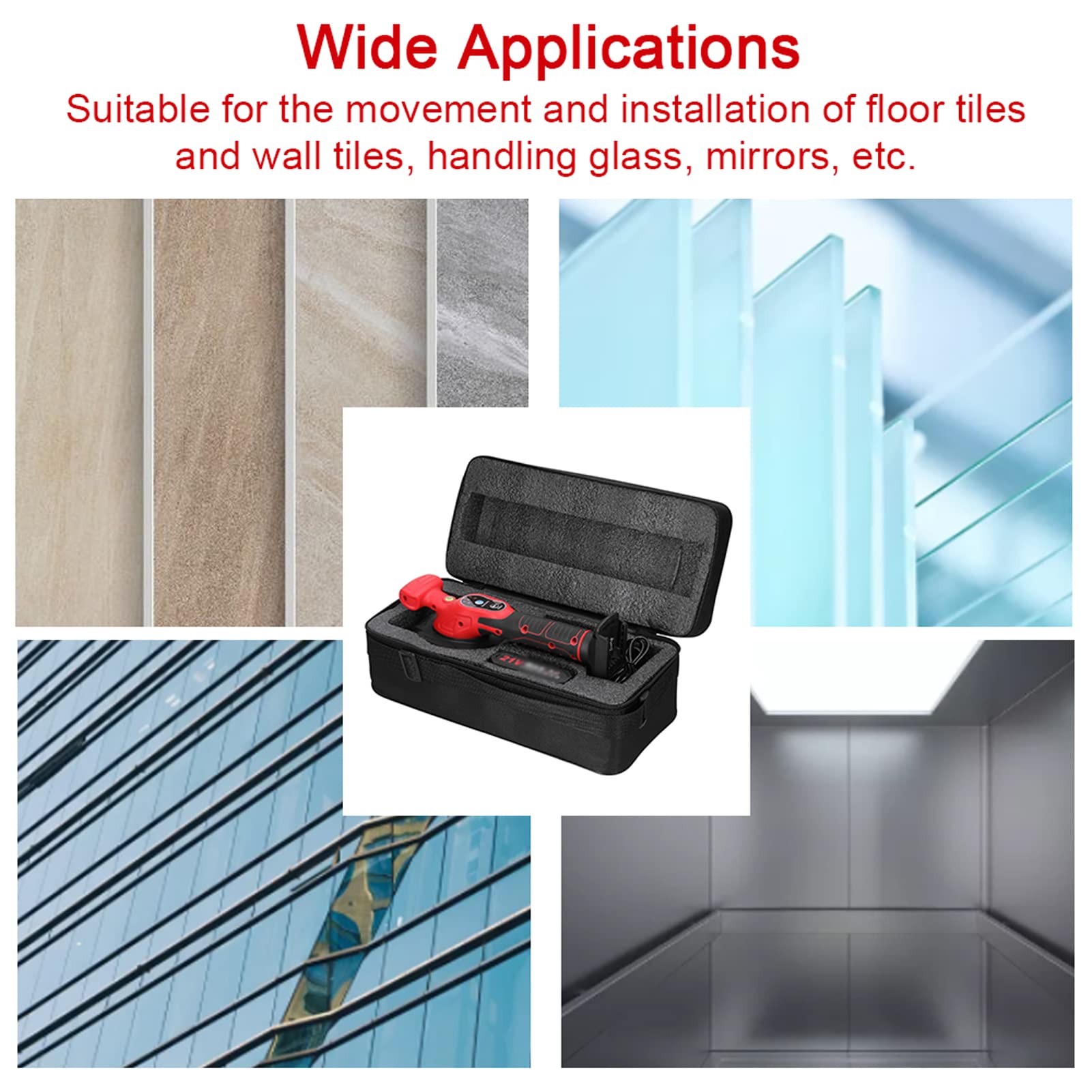 Vibratoria para Azulejos, Máquina Vibradora de Azulejos de 21 V con Batería de 2 * 1300 mAh, 5 Marchas Ajustables, Herramientas para diversos escenarios, como el hogar con ventosas agrandadas.