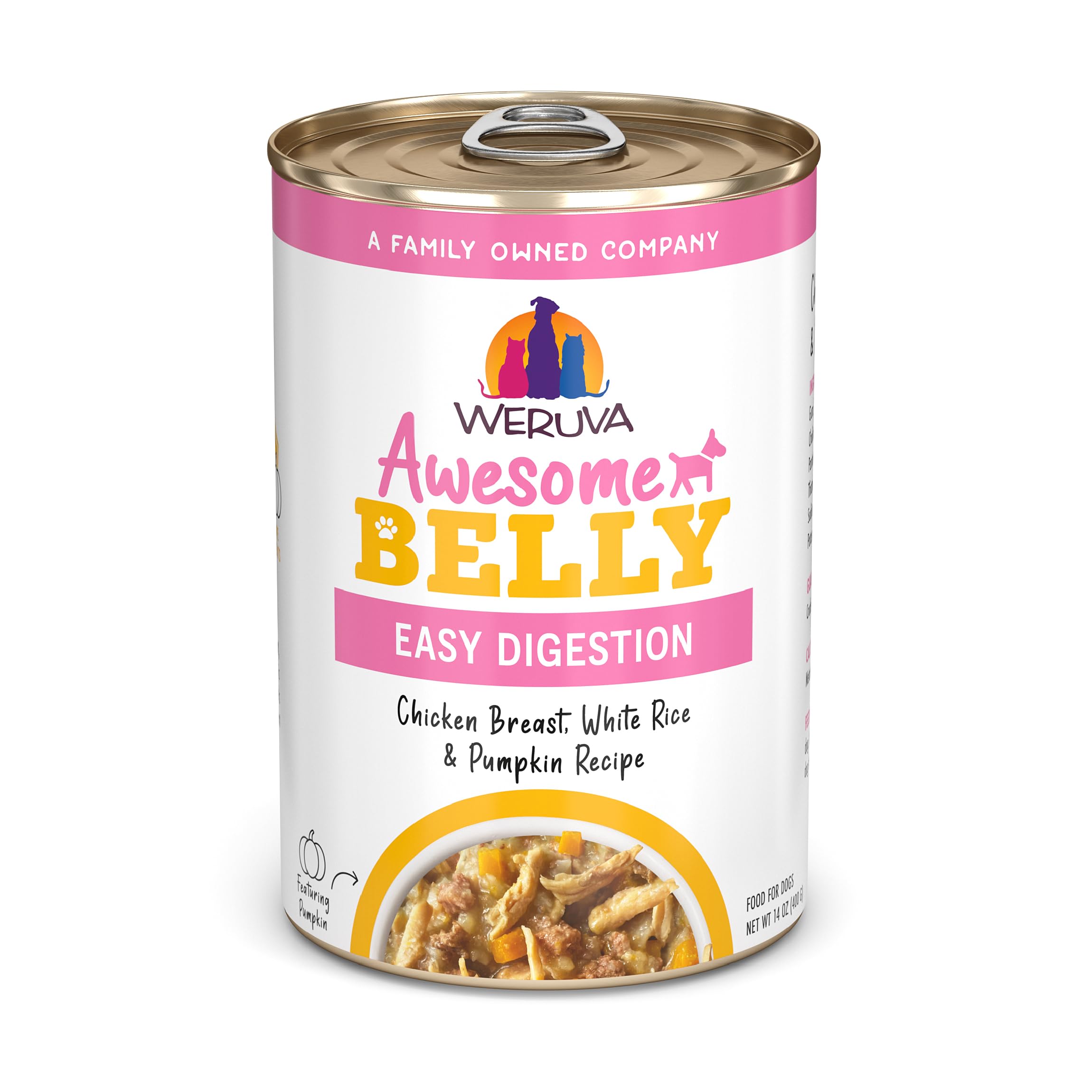 Weruva Awesome Belly, Chicken, White Rice, & Pumpkin, 14oz Can (Pack of 10)