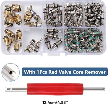 134pcs Car Air Conditioner Valve Core Kit R12 R134a A/C Schrader Valve Core