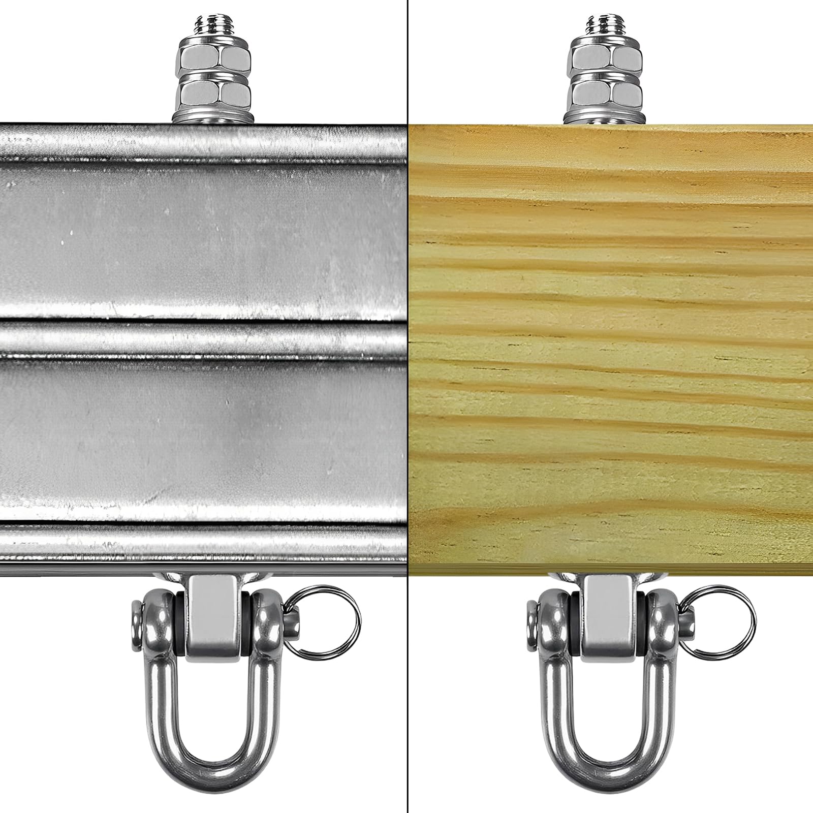 Swing Hanger BearingSuuwwn 2pcs Heavy Duty Hammock Hook M10 Hanging Chair Screw Eye Bolt Swivel Ceiling Beam Mounting Bracket 180mm - Image 3
