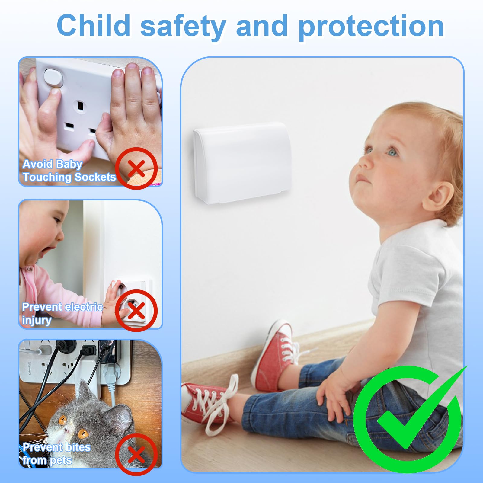 2 Pcs Wall Socket Protection Covers UK, Double Sockets Cover Box with Plug Socket Covers - Image 4