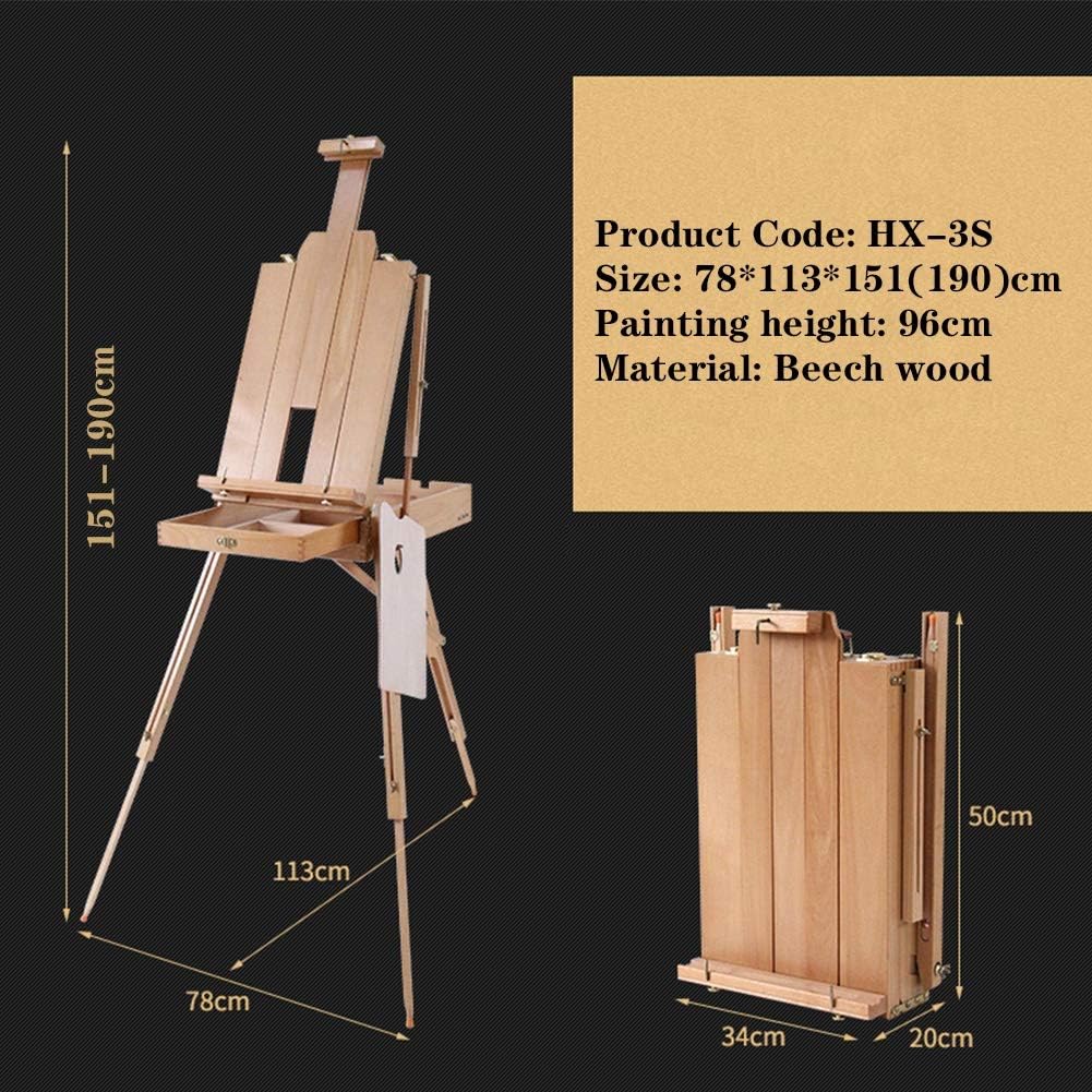 Multi-Function Beech Portable Sketch Box Oil Painting with Palette Adjustable Display Stand