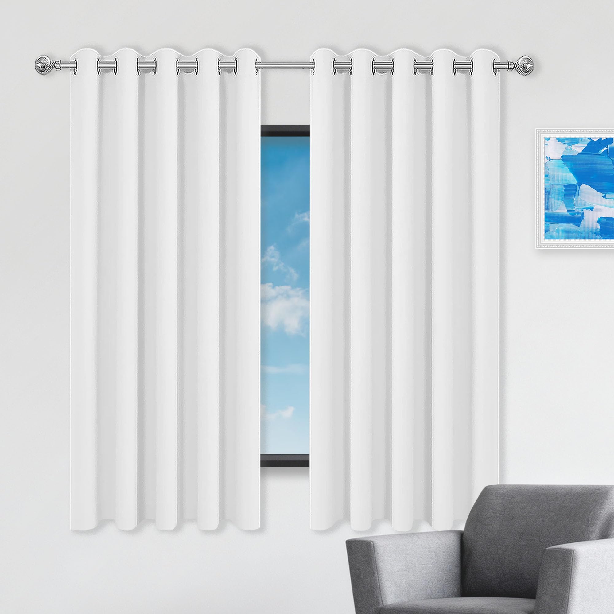 Rideau occultant 100% bloque lumière avec oeillets pour chambre à coucher