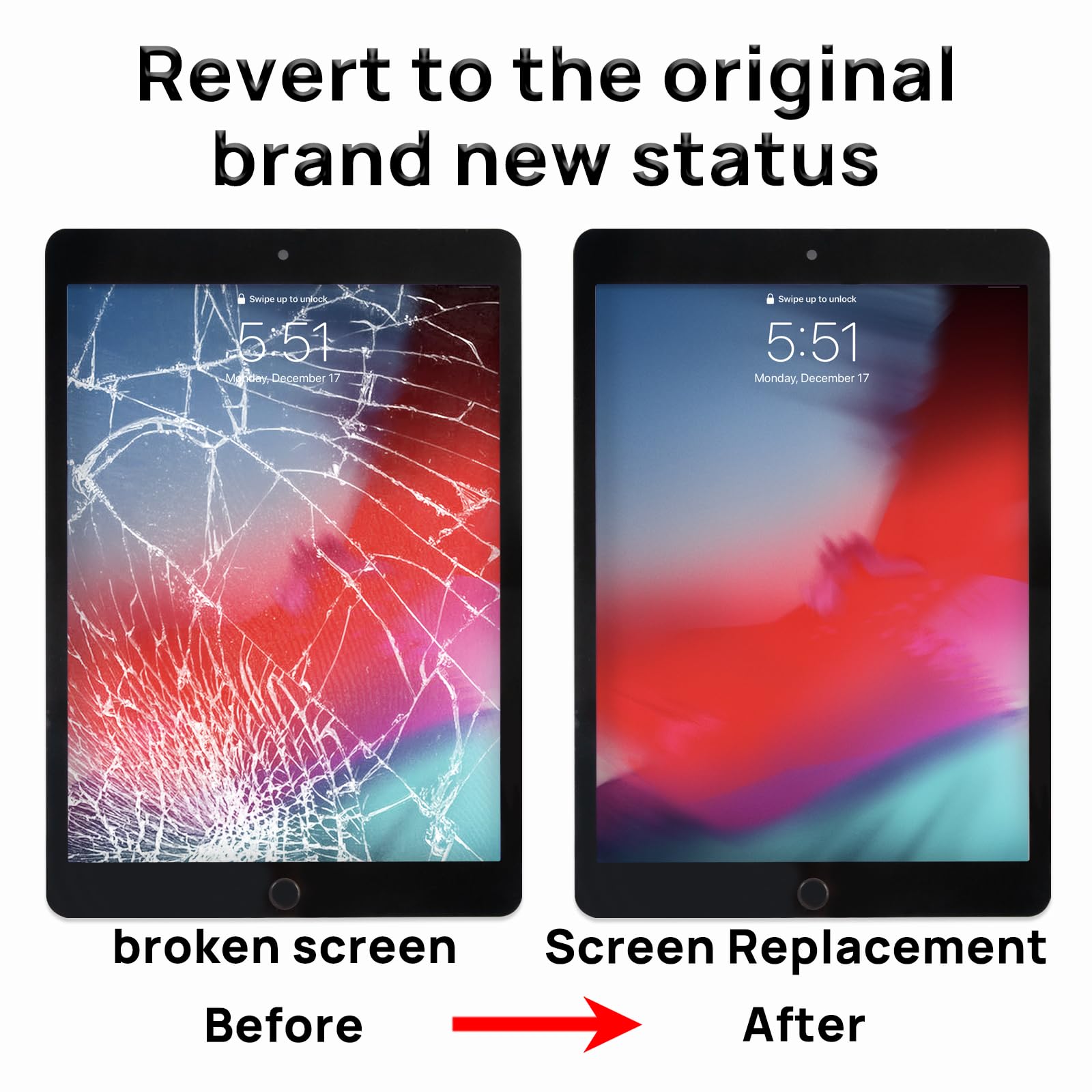 Écran tactile de rechange pour iPad 7 7e/8ème génération 2019 2020 10,2" pour 7ème ou 8ème génération A2197 A2198 A2200, A2270 A2428 A2429 A2430 avec bouton Home