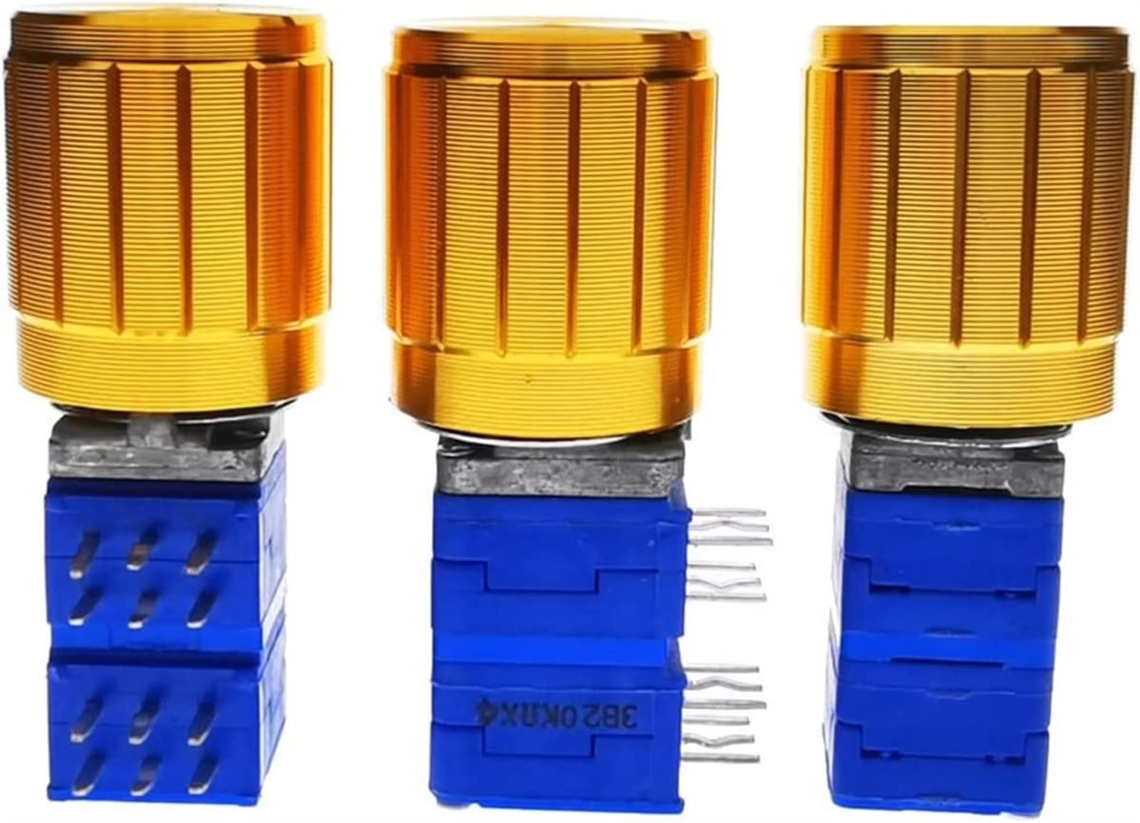 Potenciómetro 3 uds PTD904 + perilla de aluminio dorado B20K B20KX4 potenciómetro giratorio de 4 piezas DIP12 Componentes electromecánicos