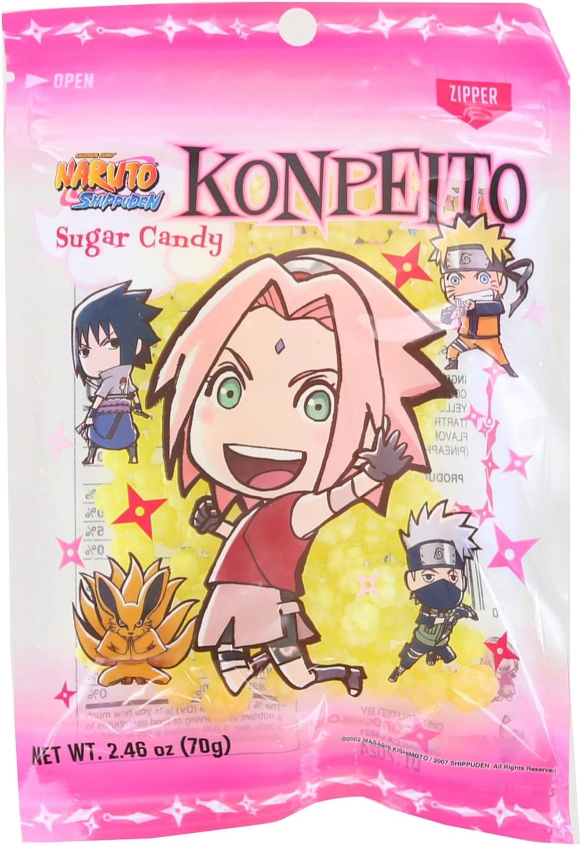 Naruto Shippudem Konpeito Japanese Sugar Candy 2.46oz /70g (Pineapple, 2 Packs)