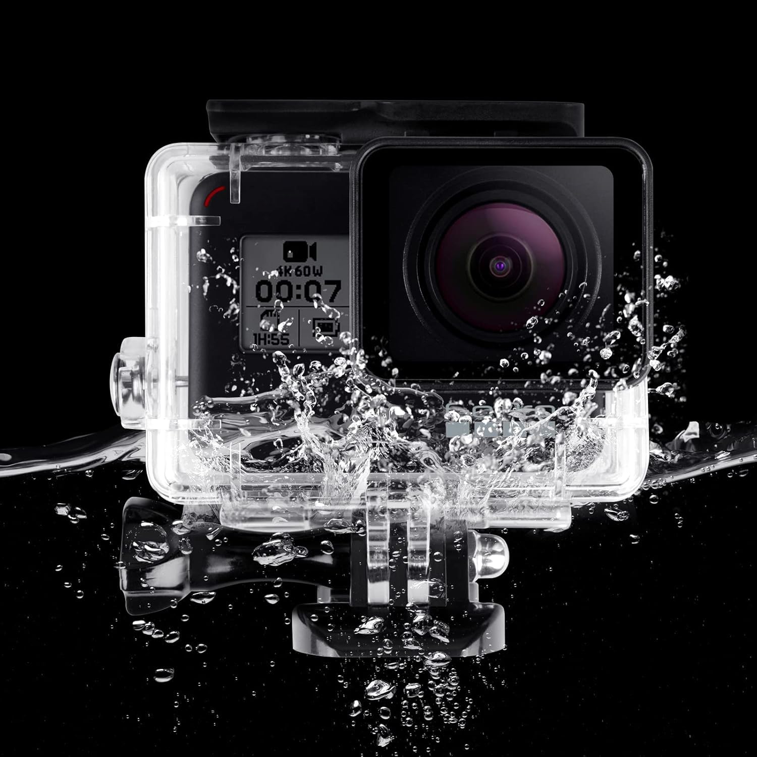 Custodia Protettiva Impermeabile per GoPro Hero 5/6/7, 60m Custodia Subacque Accessori Include Supporti Viti e 12 Inserti Antiappannamento per GoPro Hero 5/6/7 Fotocamera Digitale