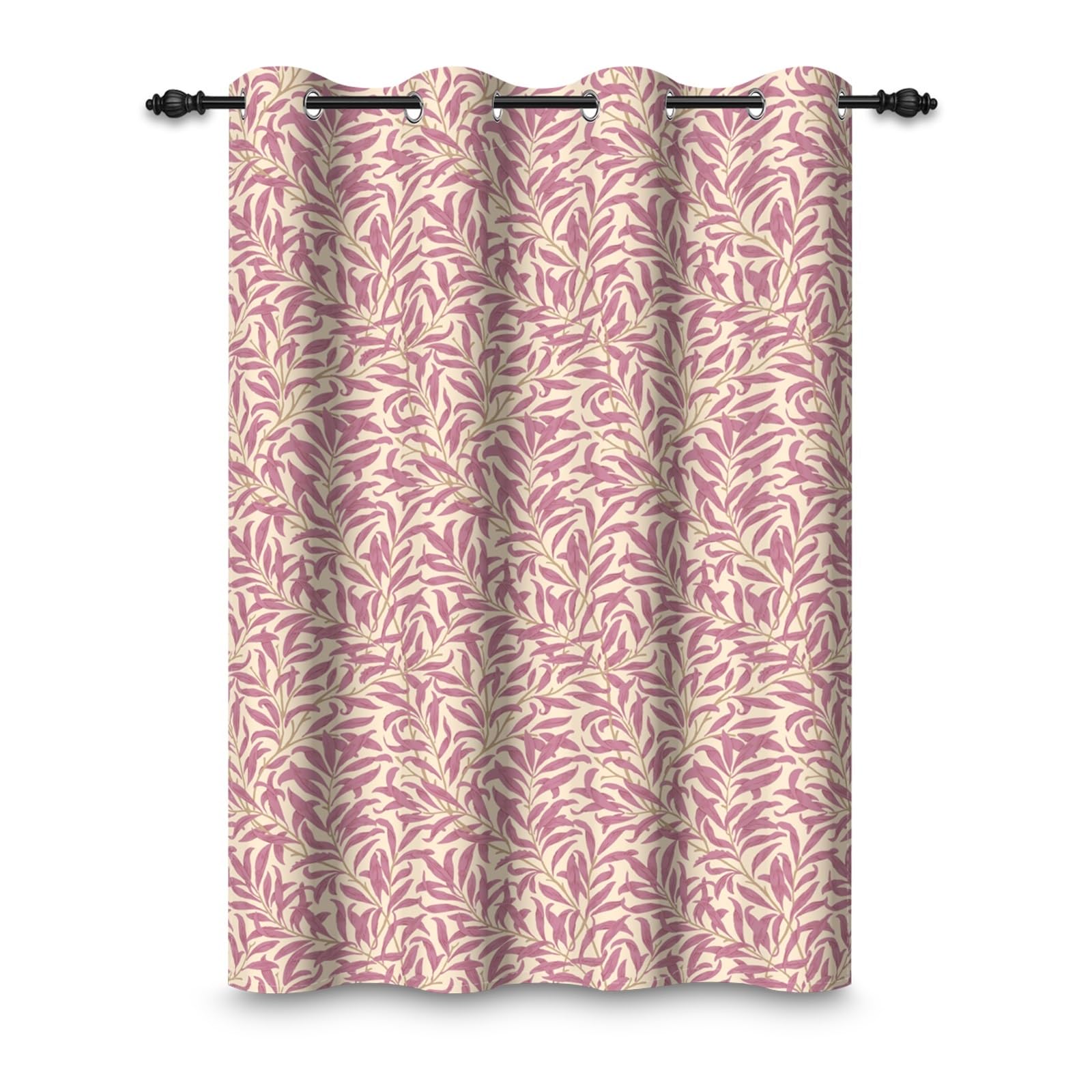 ggaimwf 117x229cm Leaf Blackout Curtain Purple Plants Floral Seamless Pattern Eyelet Drapes Blackout Thermal Insulated Grommet Window Treatments for Living Room Bedroom Dining Room,Single Panel — image 1