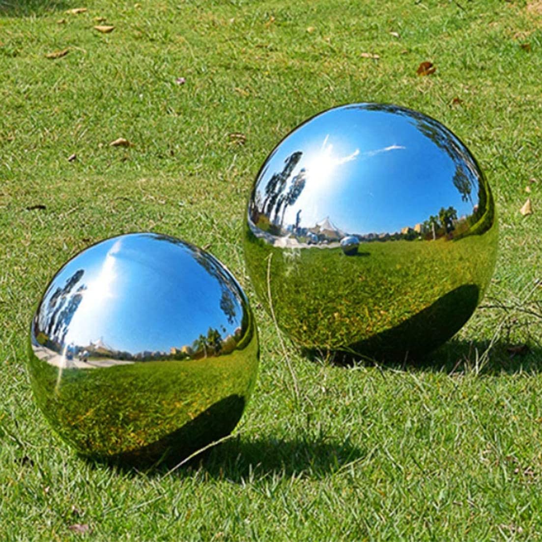 Statues de Jardin, baule à Regard en Acier Inoxydable Miroir de Globe en Acier Inoxydable Miroir polir Boule de Jardin réfléchissant 6 pcs Style 1, Boule Creux