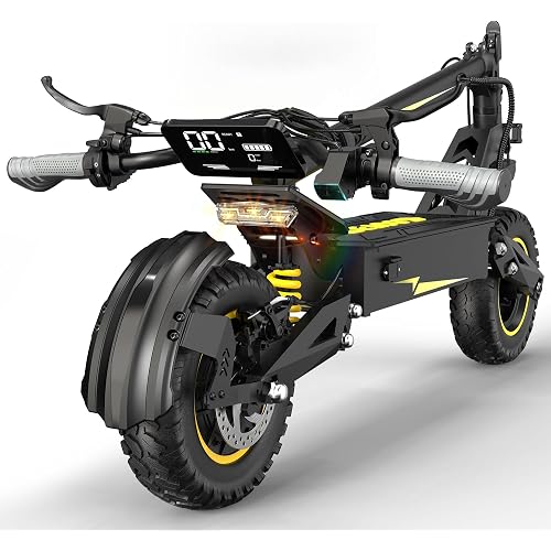 T10 Electric Scooter for Adults, 48V 18AH Battery Up to 46 Miles Long Range & Powerful Motor, 31 MPH Max Speed, 11 Inch All-Terrain Tires Folding Commuter E Scooter with Dual Suspension & LCD Display