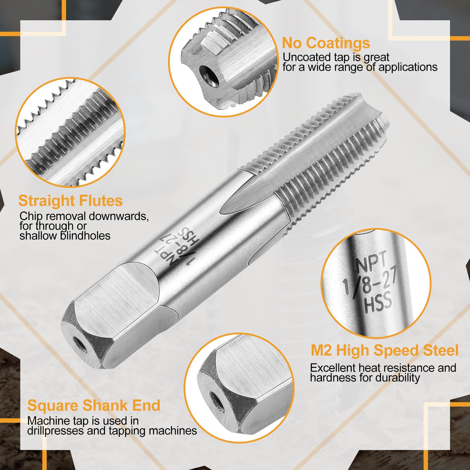 MorningRo NPT Tap & Drill Bit Set - High Speed Steel -3