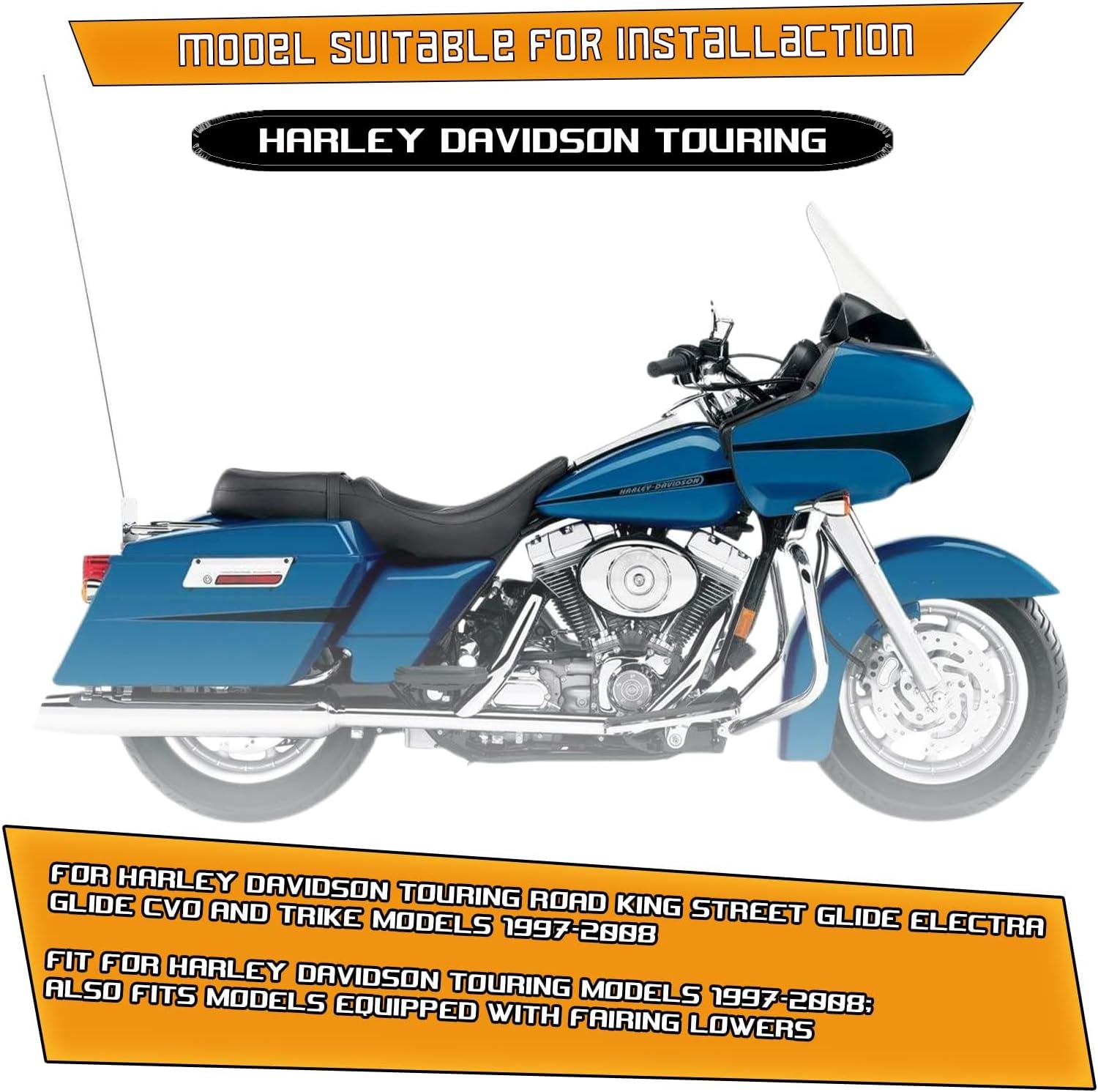 Crash Bar Engine Guard Highway Bar for Harley Davidson Touring Road King Street Glide Electra Glide CVO and Trike Models 97-08 (Black-Update)