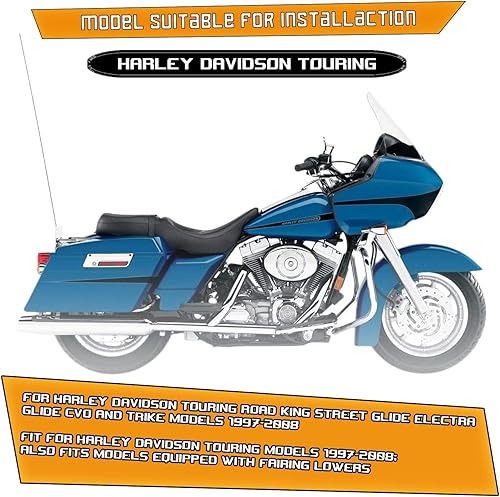 Miniatura 6 de Kinglemc Barra de choque para Harley Davidson Touring Road King Street Glide Electra Glide CVO y Trike modelos 97-08 (Mustache plateado)