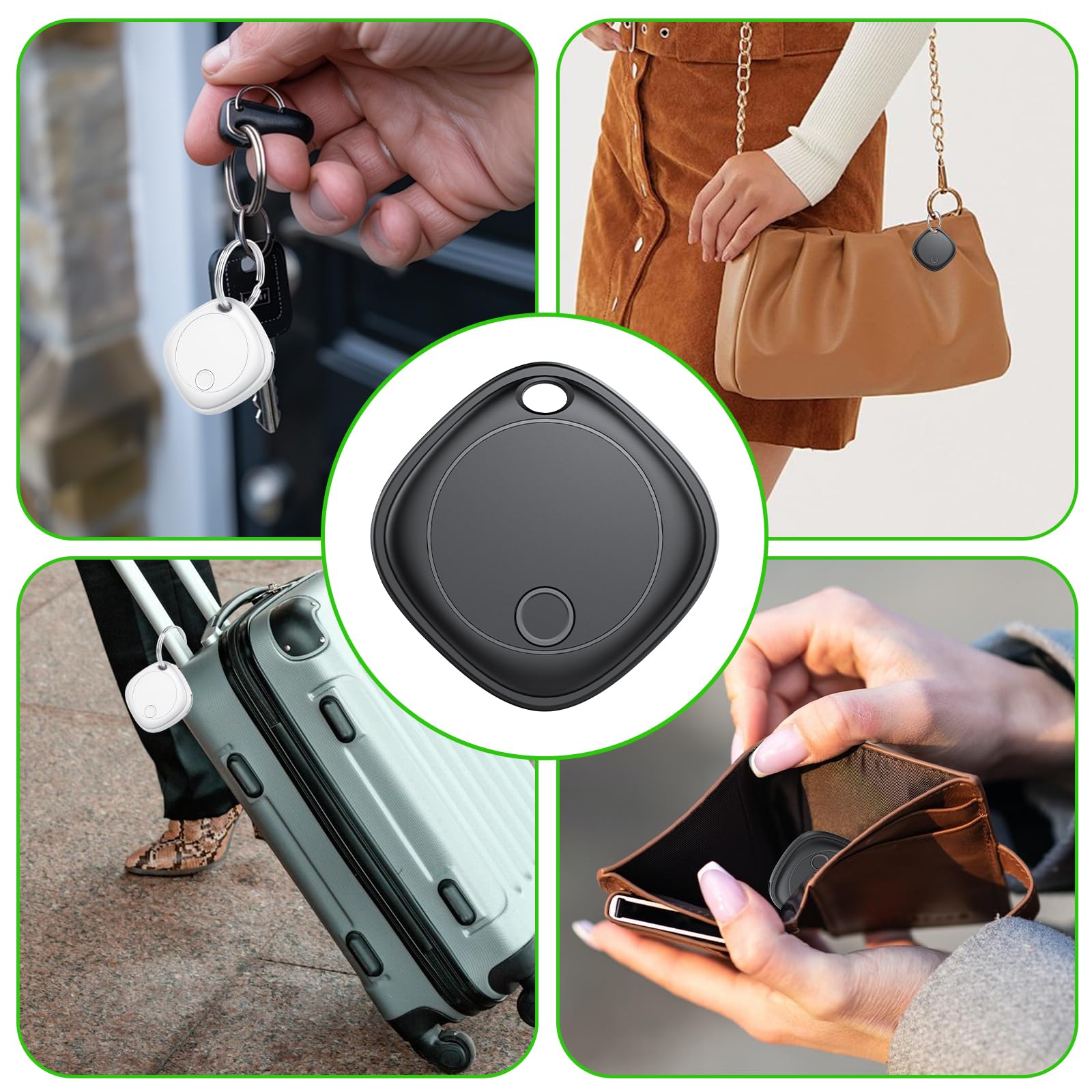 Smart Tracker 2 pezzi, Bluetooth Trova oggetti Compatibile con Apple Dov'è (solo iOS), Batteria sostituibile, IP67 impermeabile, adatto per bagagli, borse, portafogli, zaini, chiavi Tag Tracking