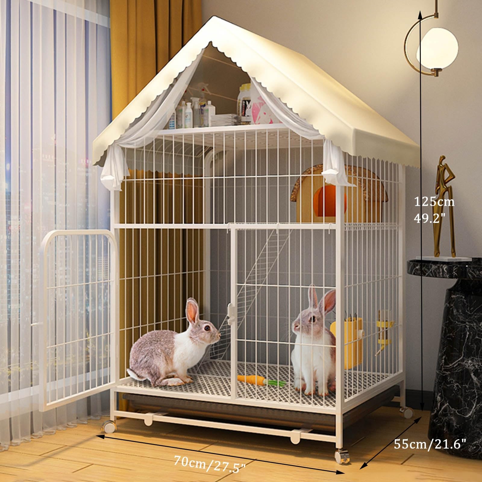 Klatka dla królika, kojec dla zwierząt Klatka dla króliczka Bunny Hutch Kojec dla psa z dużymi wysuwanymi tacami Przenośne ogrodzenie z drutu metalowego Kojec dla kota (rozmiar: 70 * 55 * 12