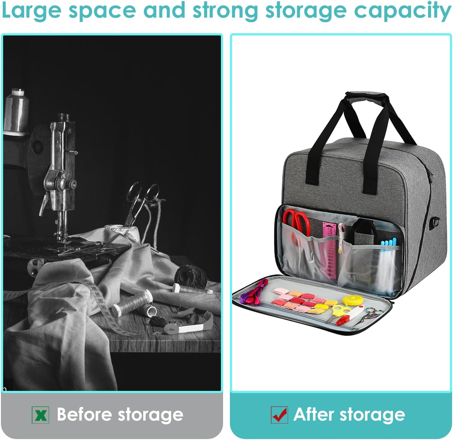 Sewing Machine Carrying Case,Universal Oxford Fabric Carry Tote Bag,with Shoulder Strap,Portable Padded Storage Dust Cover with Pockets for Sewing Machine and Accessories