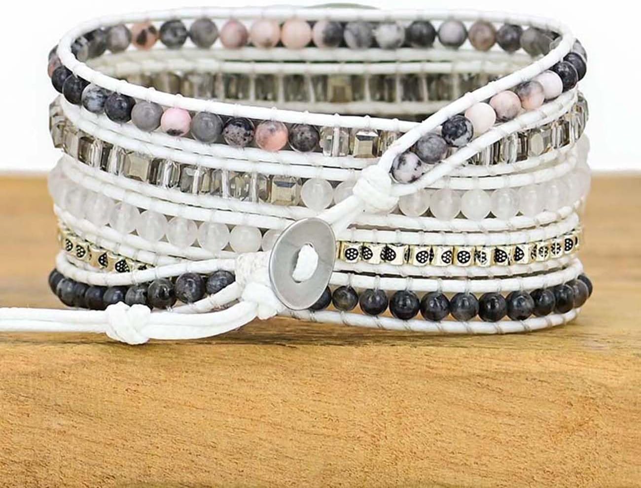 Boho Beaded Bracelet Band for Women Compatible with Samsung Galaxy Watch 7/6/5/4/FE/Active 2 40mm 44mm/Watch 6 Classic 43mm 47mm/Watch 5 Pro 45mm,Handmade Wraps Chakra 20mm Watch Strap