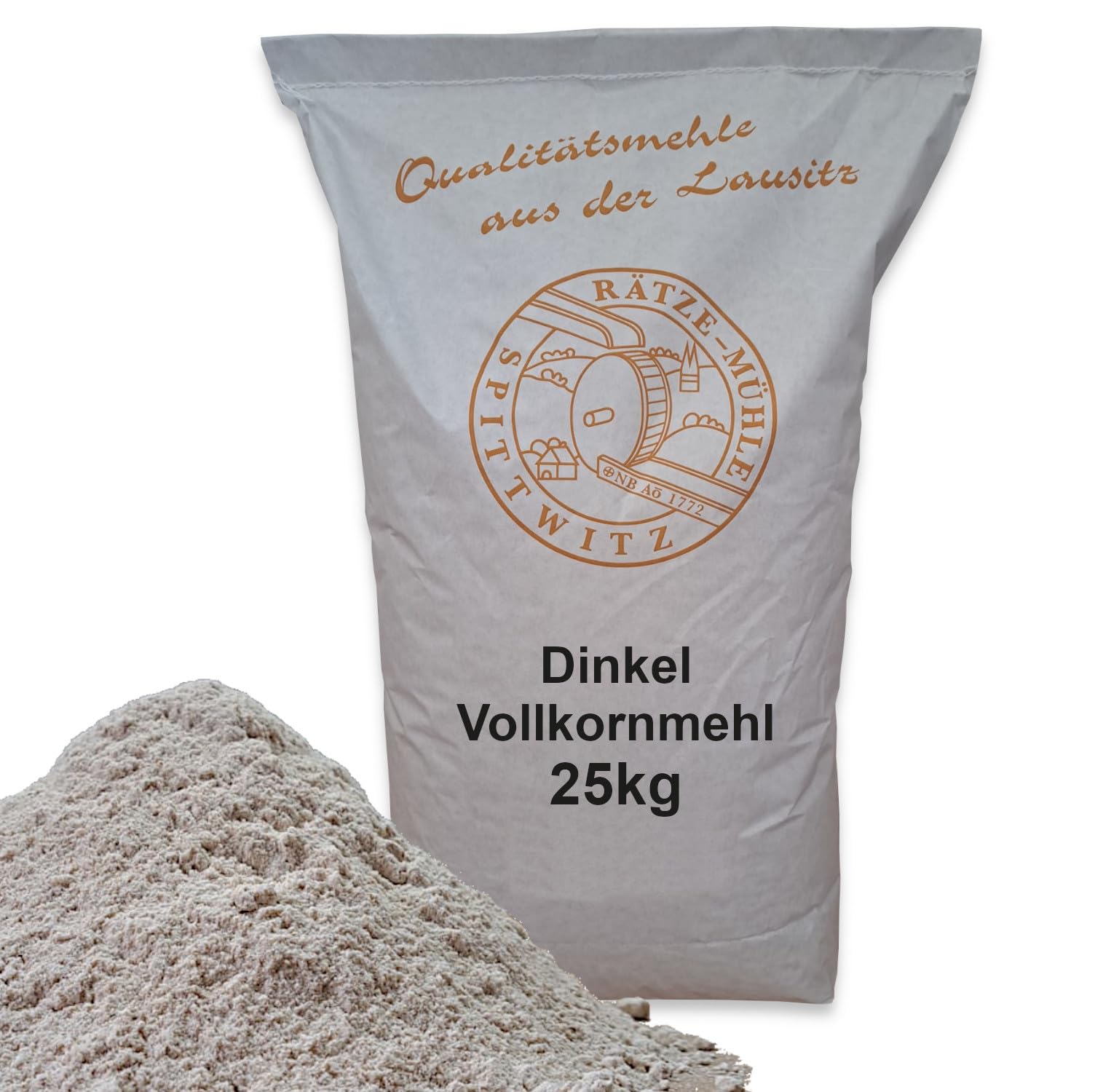 Mühlen Dinkelvollkornmehl 25kg frisch aus der Rätze-Mühle in bester Qualität 100% regional und naturbelassen
