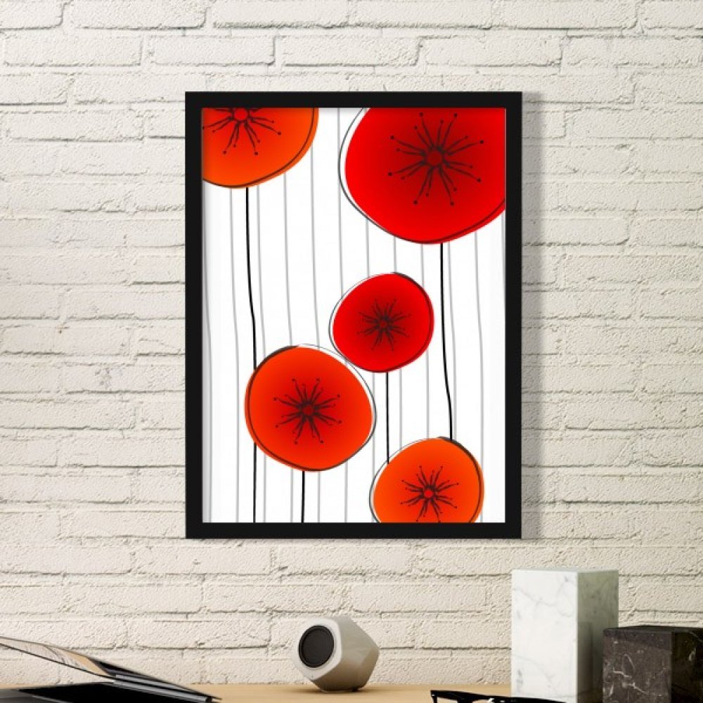 Peinture abstraite fleurs de qualité supérieure en cadre bois noir
