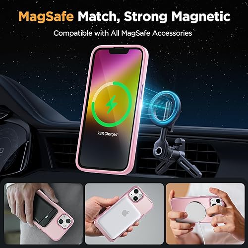 Miniatura 211 de Miracase - Funda magnética para iPhone 13 de 6.1 pulgadas (compatible con MagSafe) (con 2 protectores de pantalla), protección de grado militar