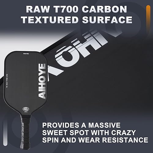 Miniatura 2 de Aihoye Palas de pickleball PRO - Superficie texturizada de fibra de carbono cruda T700 (CFS) con alto grano y giro, paletas de pickleball con núcleo