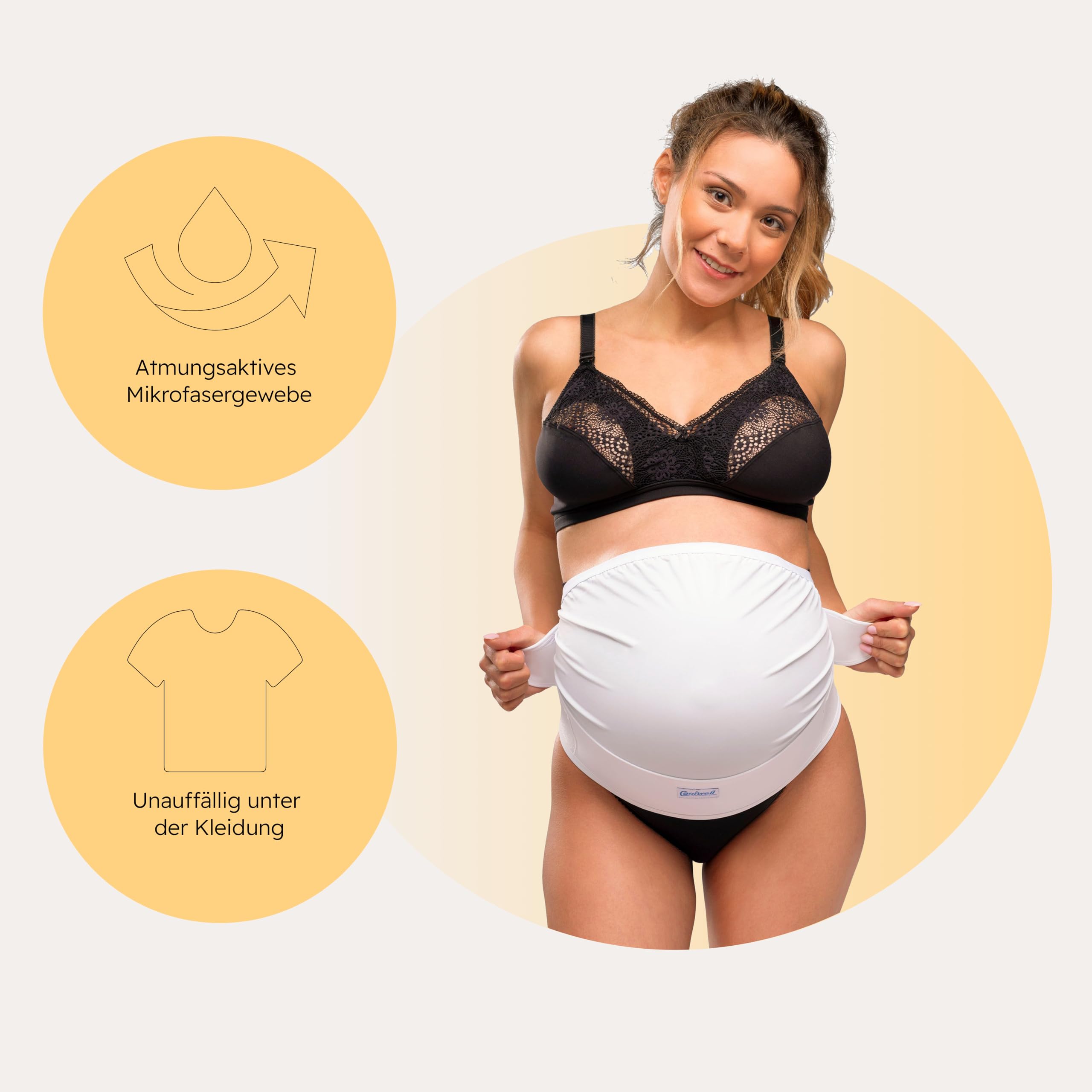 Carriwell Schwangerschaftsgürtel Deluxe – Verstellbarer Bauchgurt & Stützgurt, Atmungsaktives Bauchband Schwangerschaft, Linderung von Rückenschmerzen, Weiß L/XL