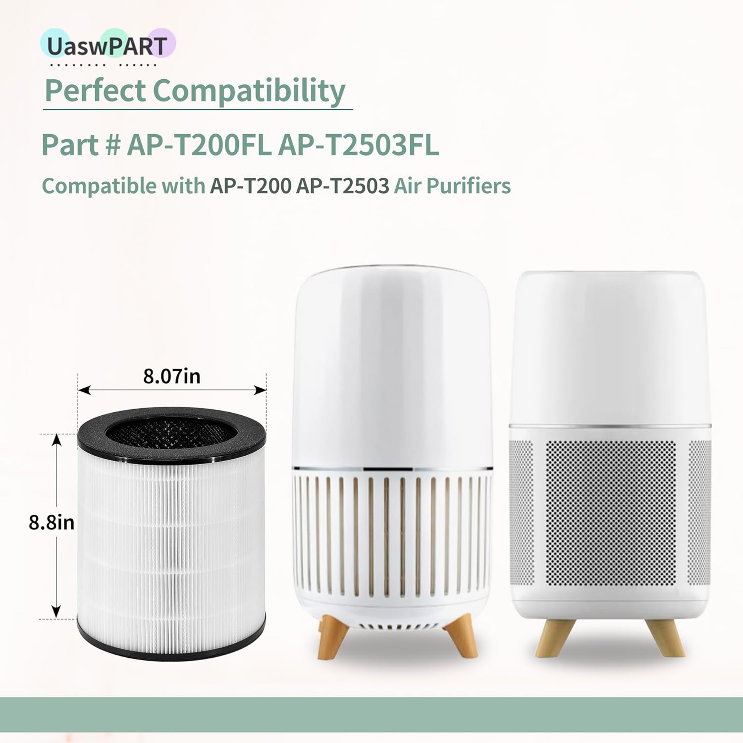 AP-T200FL Replacement Filter Compatible with HoMedics Air Purifier Filter AP-T200FL and AP-T2503 | True HEPA Activated Carbon Filter 3-in-1 | 2-Pack