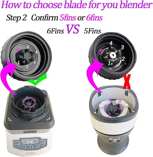 Miniatura 3 de [Actualización] Piezas de repuesto de cuchilla de licuadora macho de 6 aletas para licuadora Nutri Ninja BL660 BL770 BL780 BL740, etc. (hoja pequeña