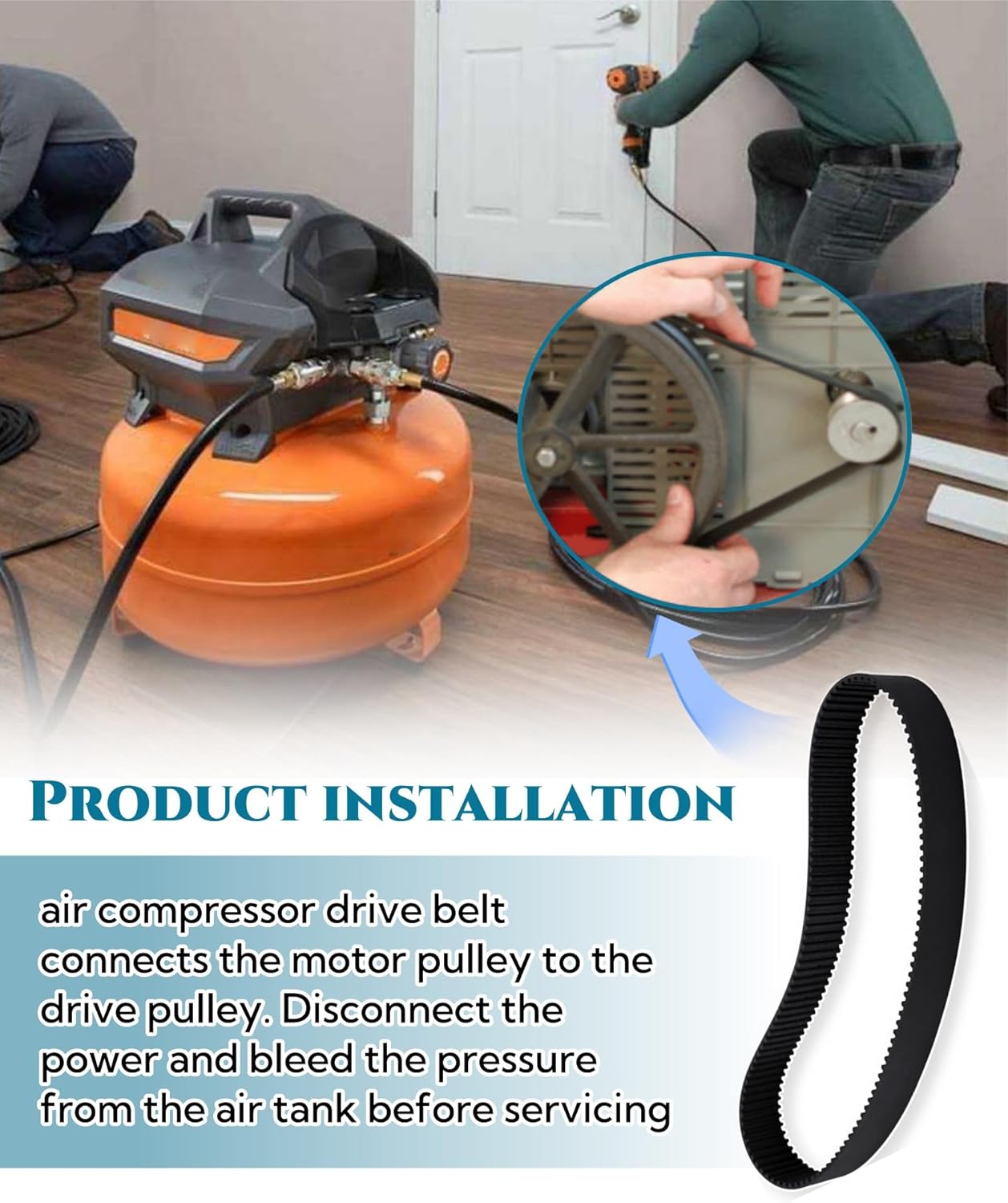Air Compressor Drive Belt Replacement Fits For Rid-gid Pancake Air Compressor OF60150HA OF60150HB OF60150HBT