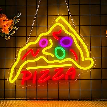 Pizza Neon Sign, Dimmable USB Wall Decor for Pizzeria, Kitchen, Restaurant