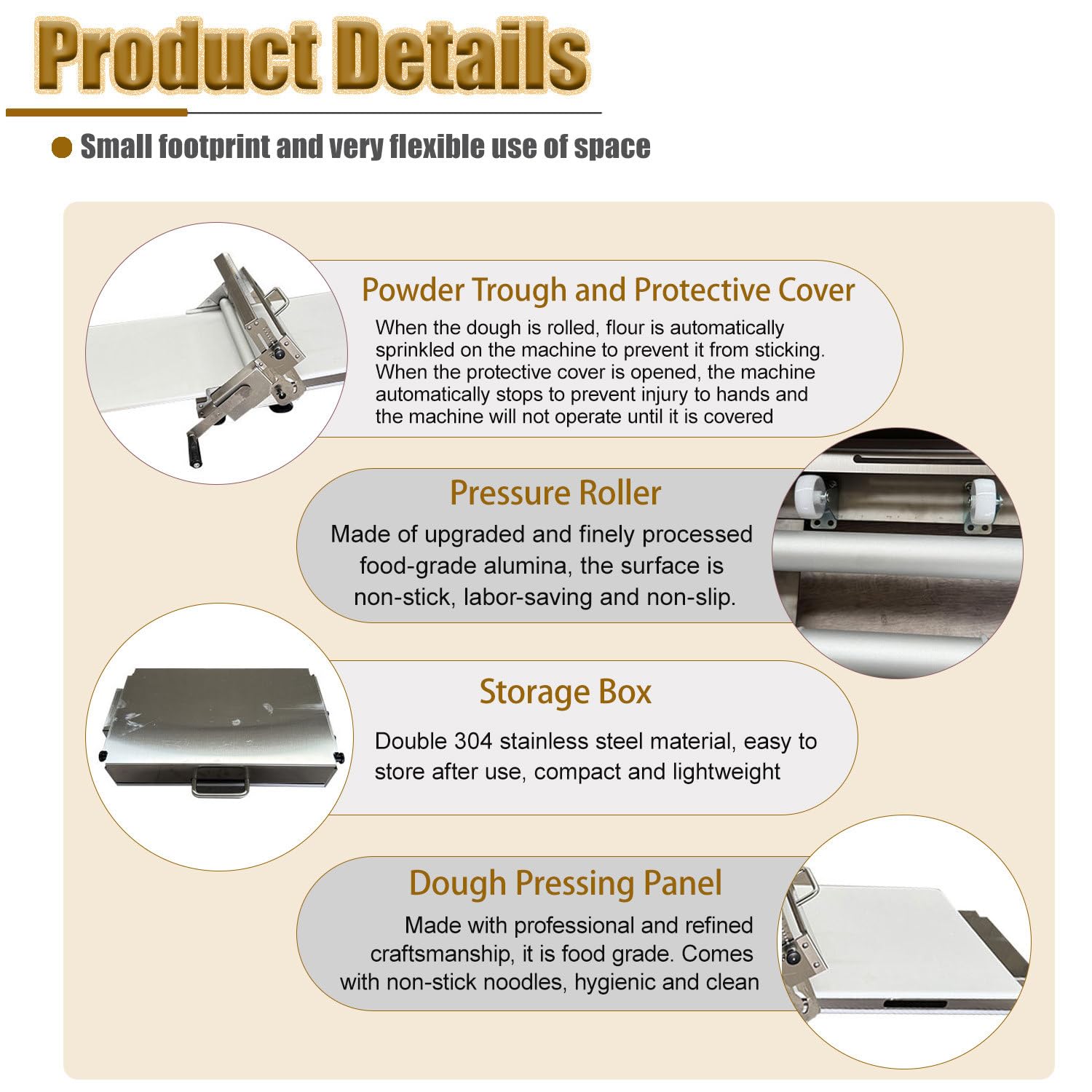 Máquina de amasar Plegable, máquina de amasar de Mesa, máquina de amasar Comercial Manual para Pizza, Croissants, Pasteles y Fondant CommercialUse/400