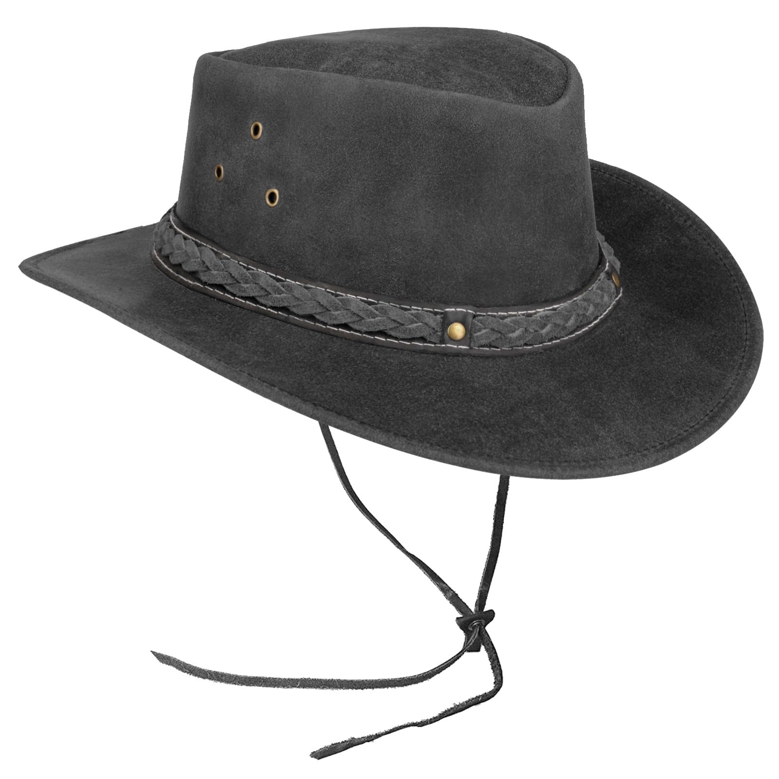 Pamposh Sombrero de vaquero de cuero para hombres y mujeres, hecho a mano, ligero, moldeable, duradero, de ala ancha, sombrero de vaquera