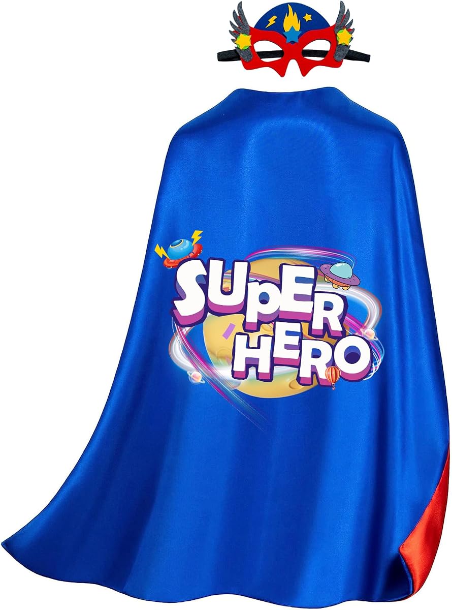 Capas de superhéroe, disfraces de superhéroe para fiesta de Halloween para niños, capas de superhéroe para niños con máscara, regalos de cumpleaños