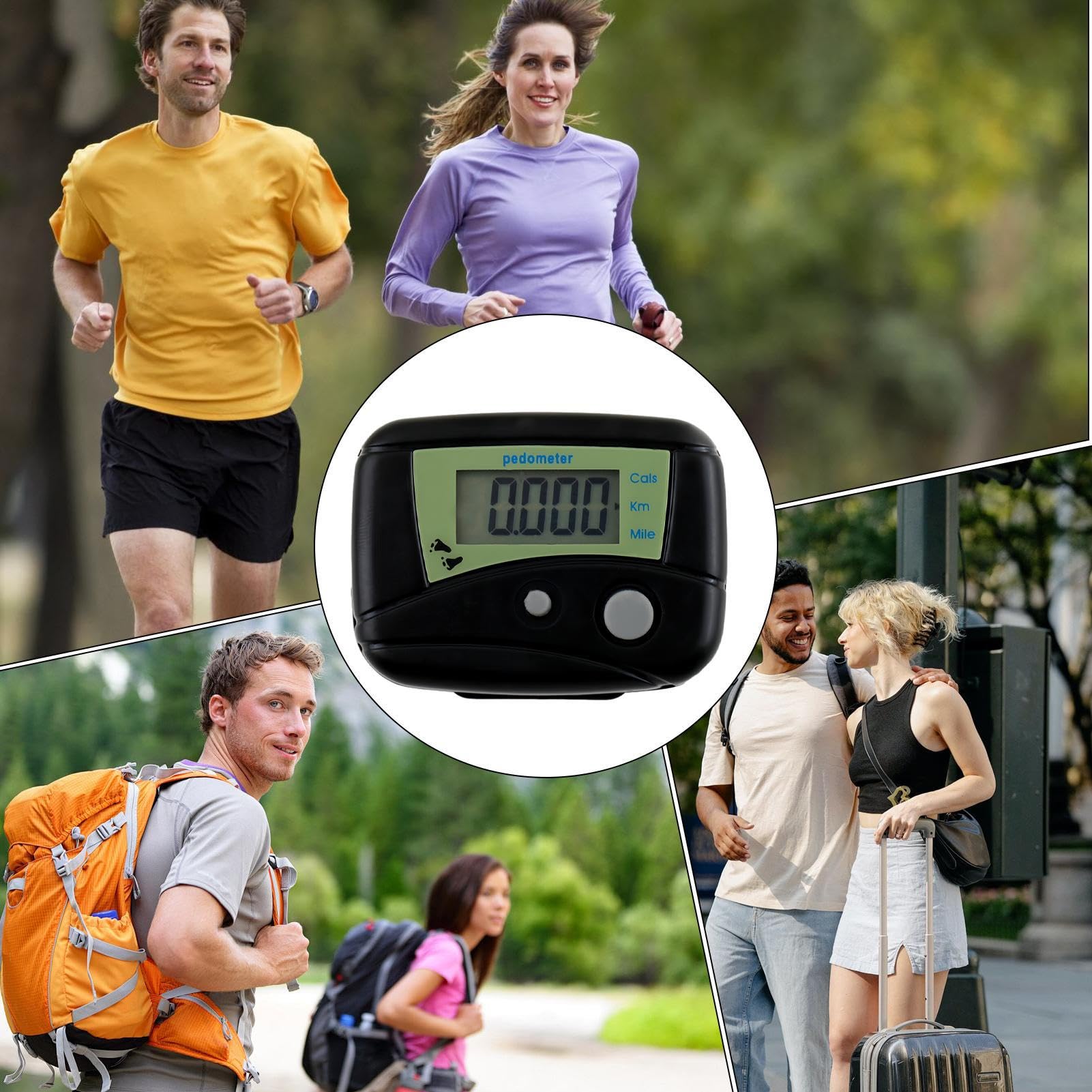 Podómetro, seguimiento preciso de pasos, 5 x 4 cm, contador de pasos, medidor de actividad electrónico, diseño portátil ligero, para correr, senderismo, entrenamiento, viajes, interior, exterior