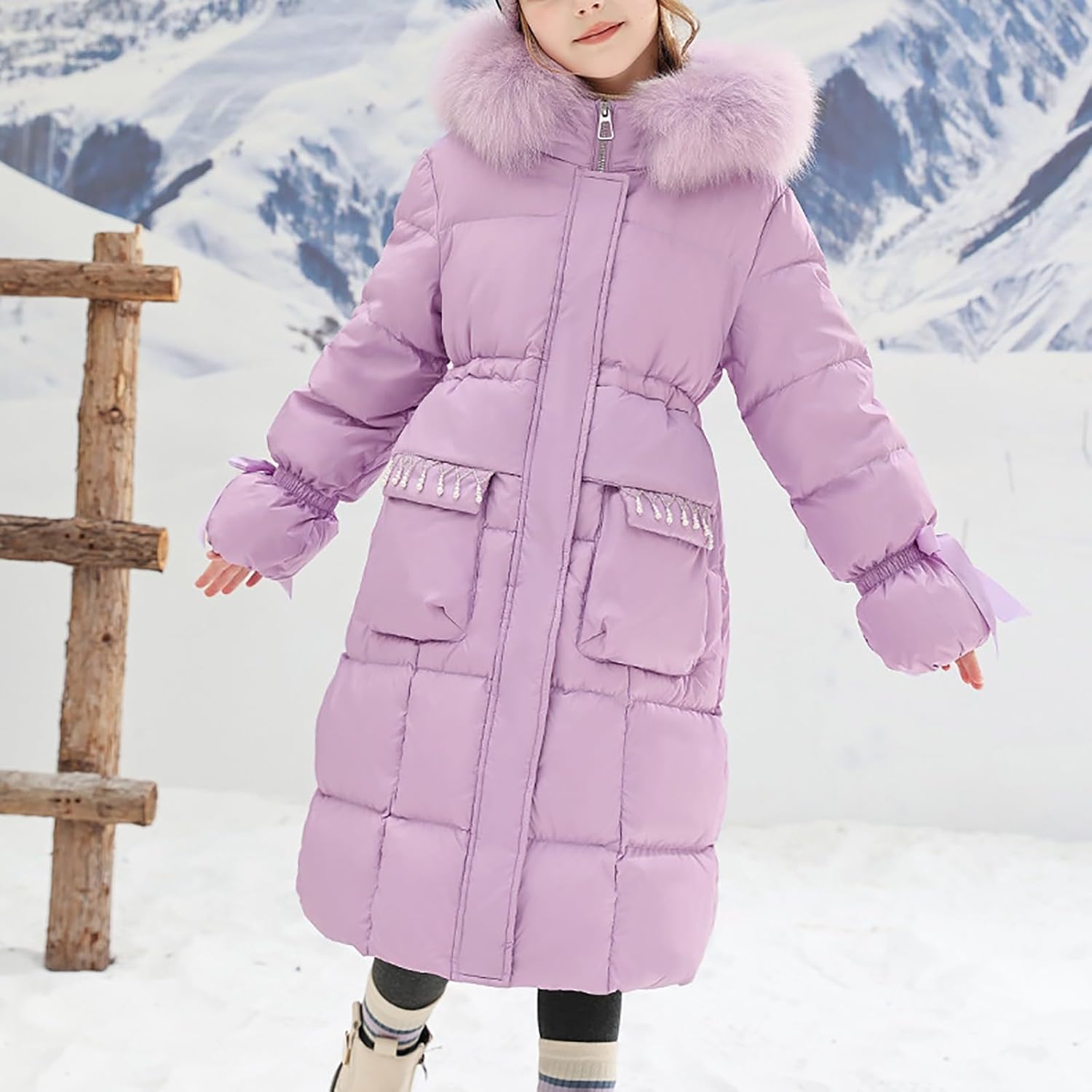 Kids Girls Long Puffer Coat Parka Lightweight Hooded Down Jacket Windproof Quilted Bubble Jackets Outerwear Snow Coats