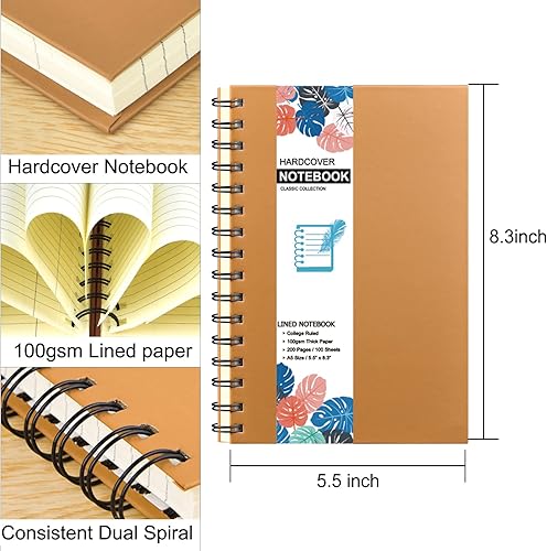 Miniatura 2 de Paquete de 12 cuadernos A5 en espiral de tapa dura con rayas universitarias, diario colorido a granel, planificador de viajes, bloc de notas de