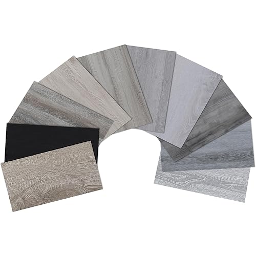Peel and Stick Floor Tile, Luxury Vinyl Plank Samples Set of 10, Real Wood Look Self-Adhesive Vinyl Floor Tiles, Easy DIY