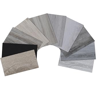 Peel and Stick Floor Tile, 10-Pack 6"x 3" Wood Grain Samples Sticky Tiles, 10 Colors Waterproof Vinyl Flooring, DIY Luxury Vinyl Plank Flooring for Bedroom, Kithen and Living Room