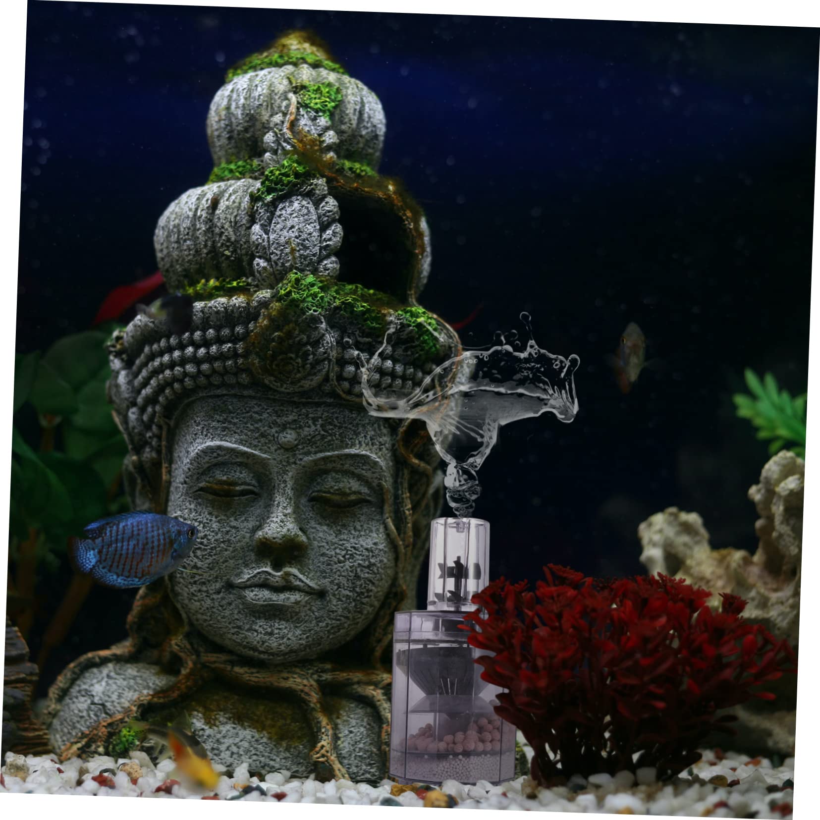 WOONEKY 1 Juego Filtrar Silencio Filtro Subacuático Ajustable Oxigeno Sumergible Pequeño Acuario Filtro Potencia Sumergible Limpiador Pecera Neumático Abdominales