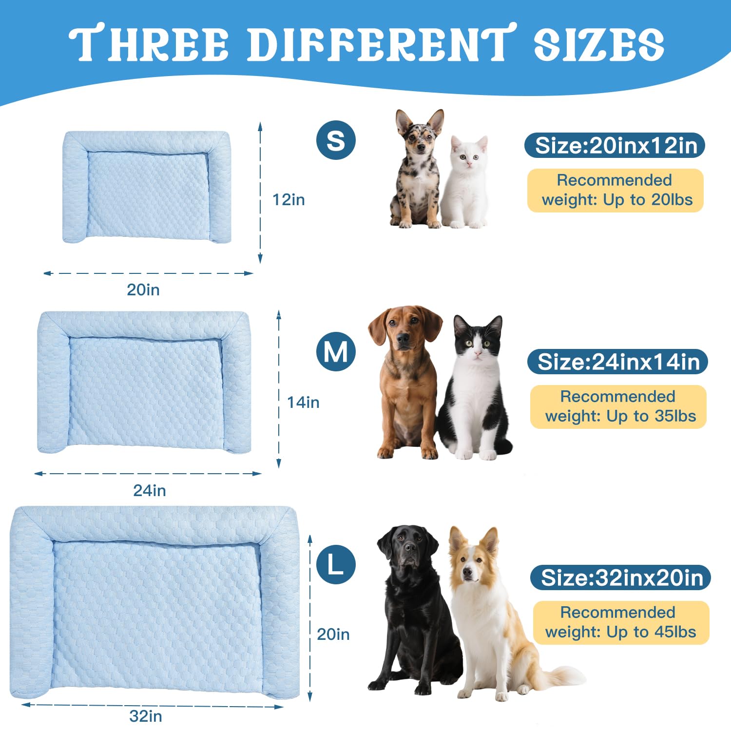 Tapis rafraîchissant pour chien – Tapis épais auto-rafraîchissant pour petit chien et chat, ultra confortable et lavable en machine | Tapis de refroidissement pliable pour chiens, cages et