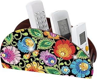 Flower DIY Diamond Painting Remote Control Holder Double Sided Diamond Art Painting Kit Storage Box Storage Containers for TV AC Remotes Makeup Brushes Desk Supplies Table