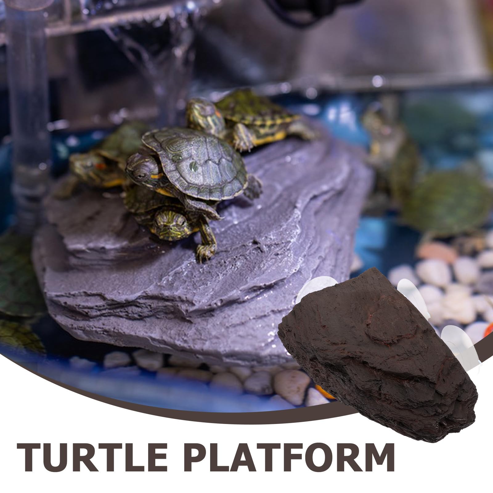 Cabilock Simulation Schildkrötenplattform aus Kunstharz mit Einfacher Kletterfunktion für Aquarium und Schildkrötenaquarien als Dekorative Sonnenbadinsel und Übungsplatz