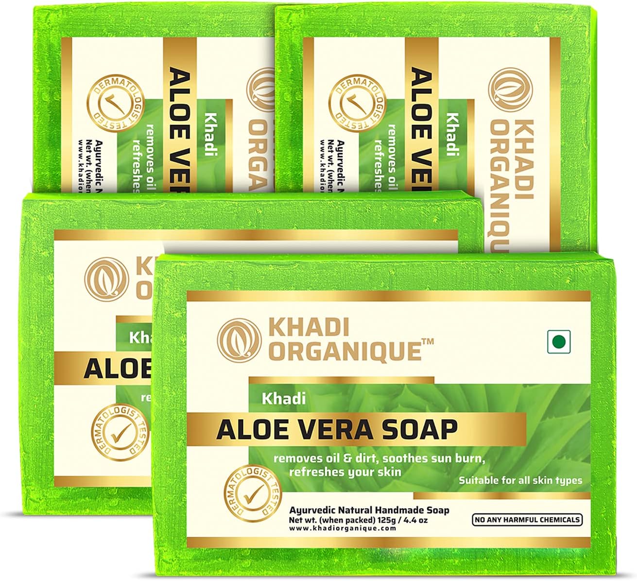 Khadi Organique Natural Herbal Aloevera Soap Pack of 4