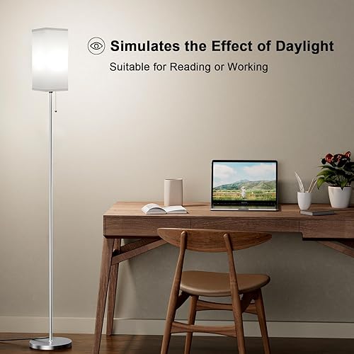 Miniatura 6 de Lámparas de pie para sala de estar y dormitorio - Juego de 2 lámparas de pie plateadas de 3 temperaturas de color, lámparas de pie modernas con