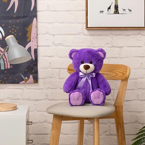Miniatura 4 de WENMOTDY Oso de peluche súper color para niños novia familia morado 14 pulgadas