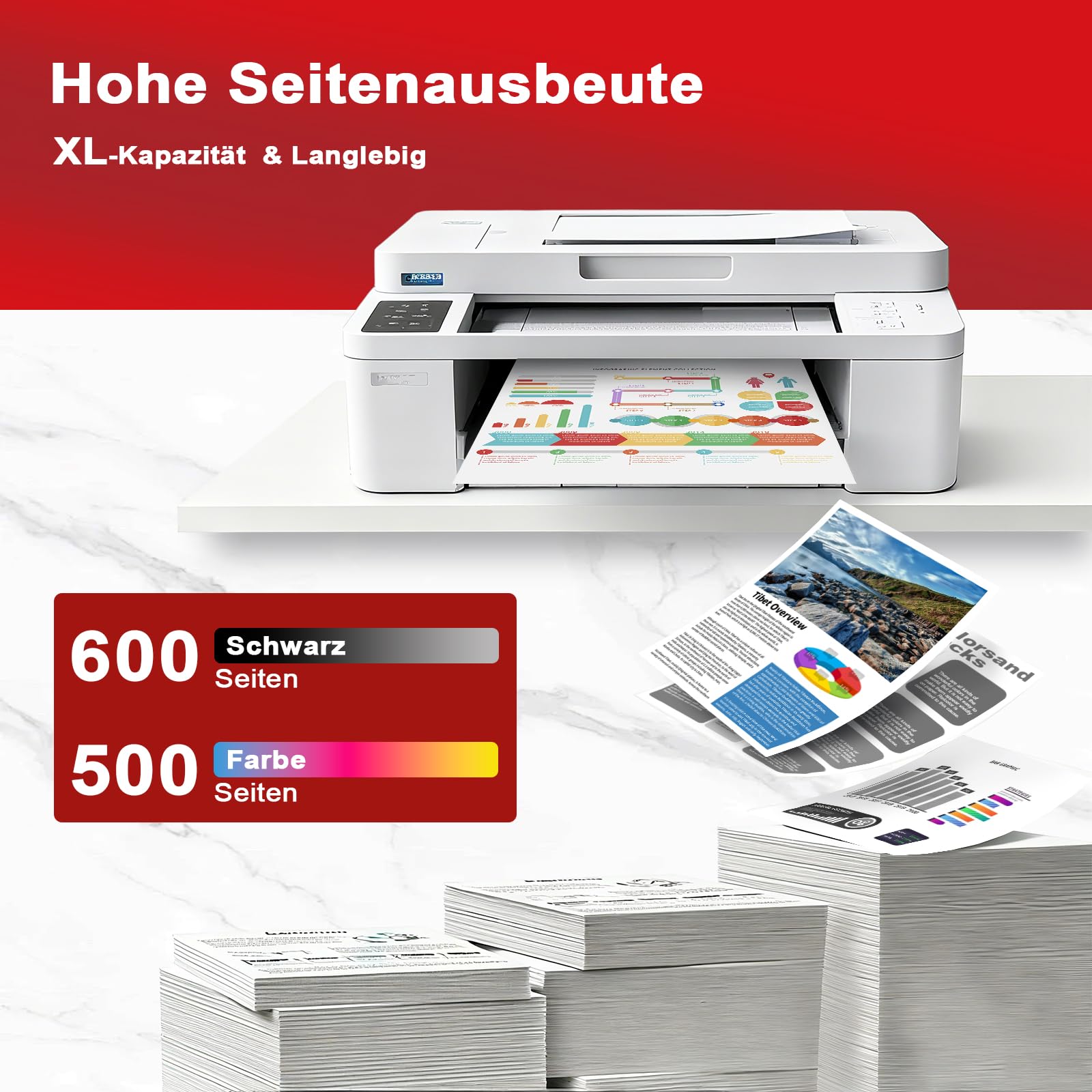 Skyink PG-540XL CL-541XL (2 Schwarz, 2 Farbe) 4-Pack Tintenpatrone Kompatibel für Canon Druckerpatronen 540 XL 541 XL PG540 CL541 für MG3150 MG3550 MG3650 MG3650s MG4250 TS5150 TS5151 MX375 MX475