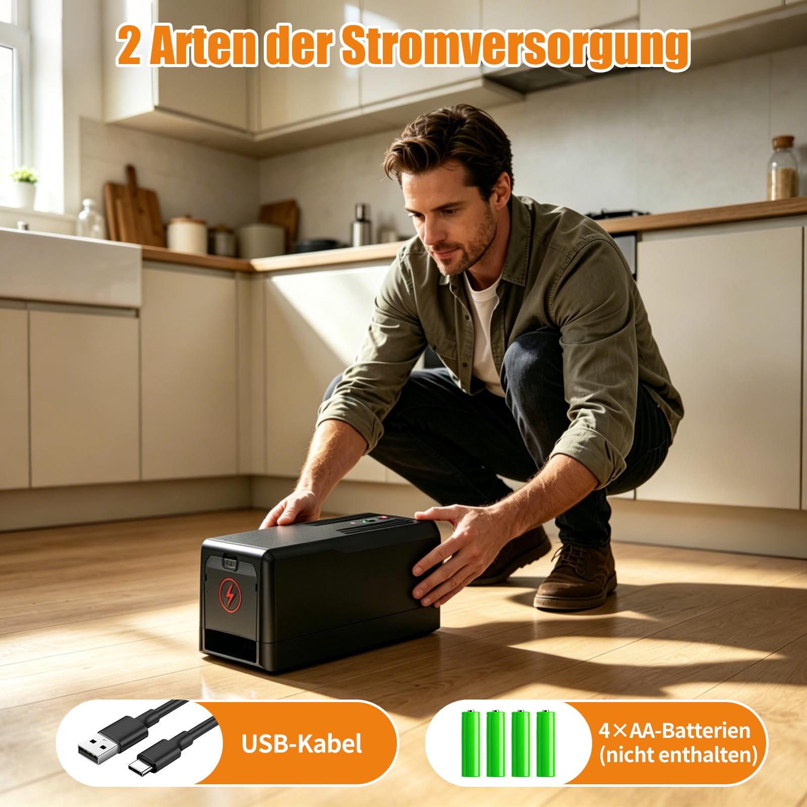 Rattenfalle Elektrisch 8000V, Elektrischer Mausfänger Mausefalle Elektrisch Große Einzug 11,5*25,5 cm,Sofortiger Schmerzloser Elektronische Schlagfalle, Wiederverwendbar & Hygienisch für Küche Keller