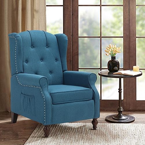 Miniatura 60 de Silla reclinable de masaje con respaldo de alas con calor, sillón de tela copetudo, sillón reclinable con respaldo a distancia y respaldo ajustable