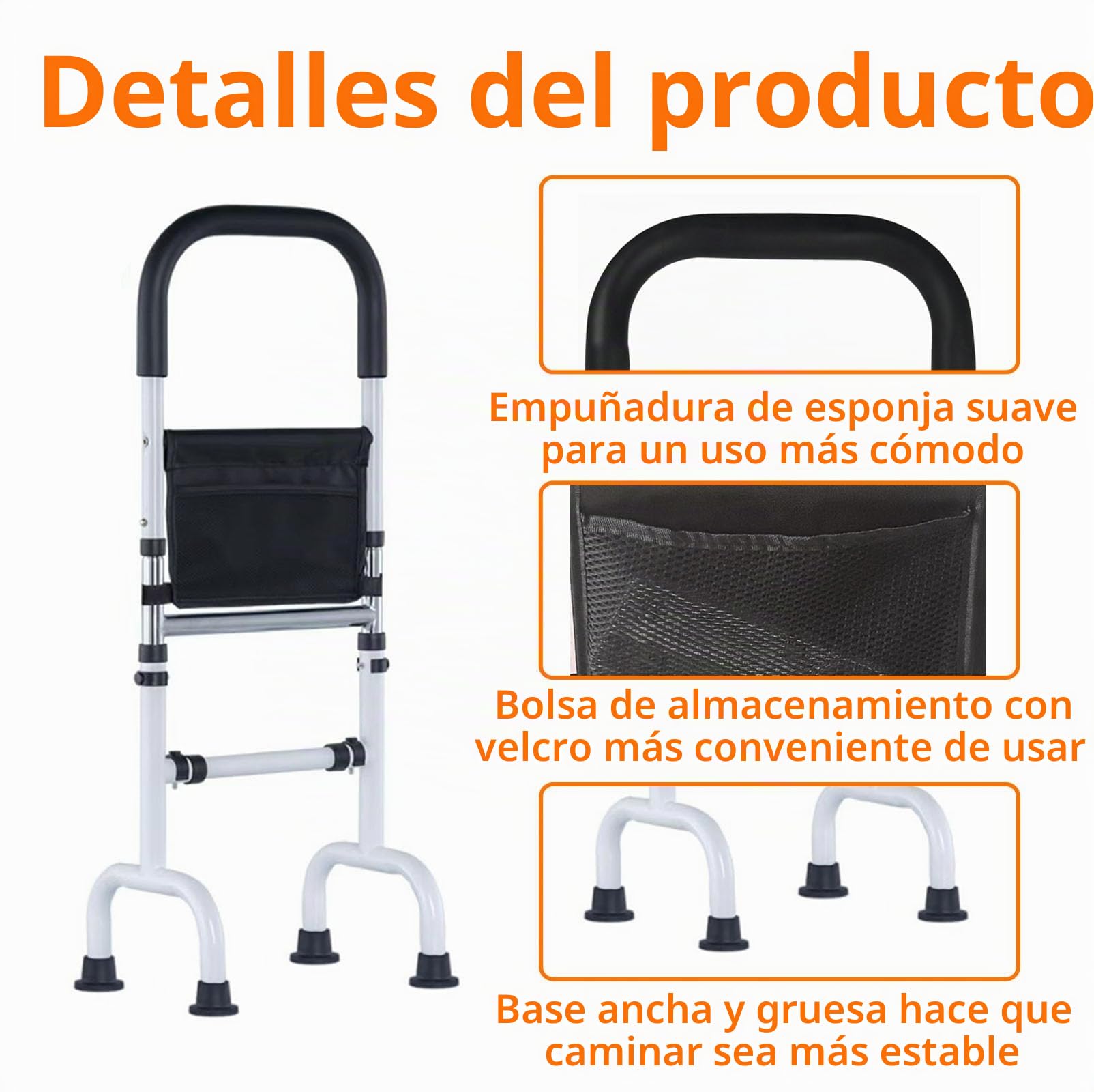 Ayuda Levantarse para Personas Mayores, Soporte Caminar Altura Ajustable 78-93cm, Andador con Pies Antideslizantes, Ayuda Movilidad para Cama, Sofá, Hogar, Inodoro (136KG Capacidad)